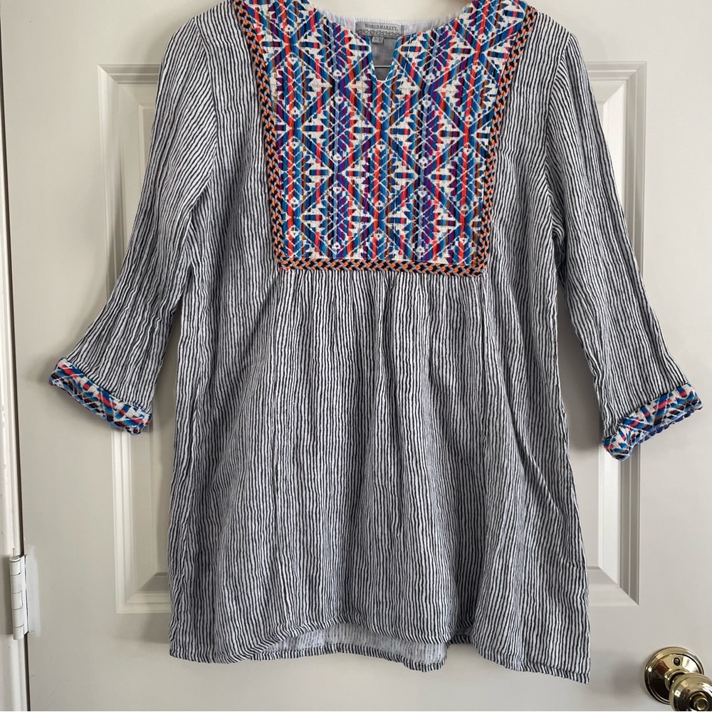 Cost Plus World Market Multicolor Embroidered Top